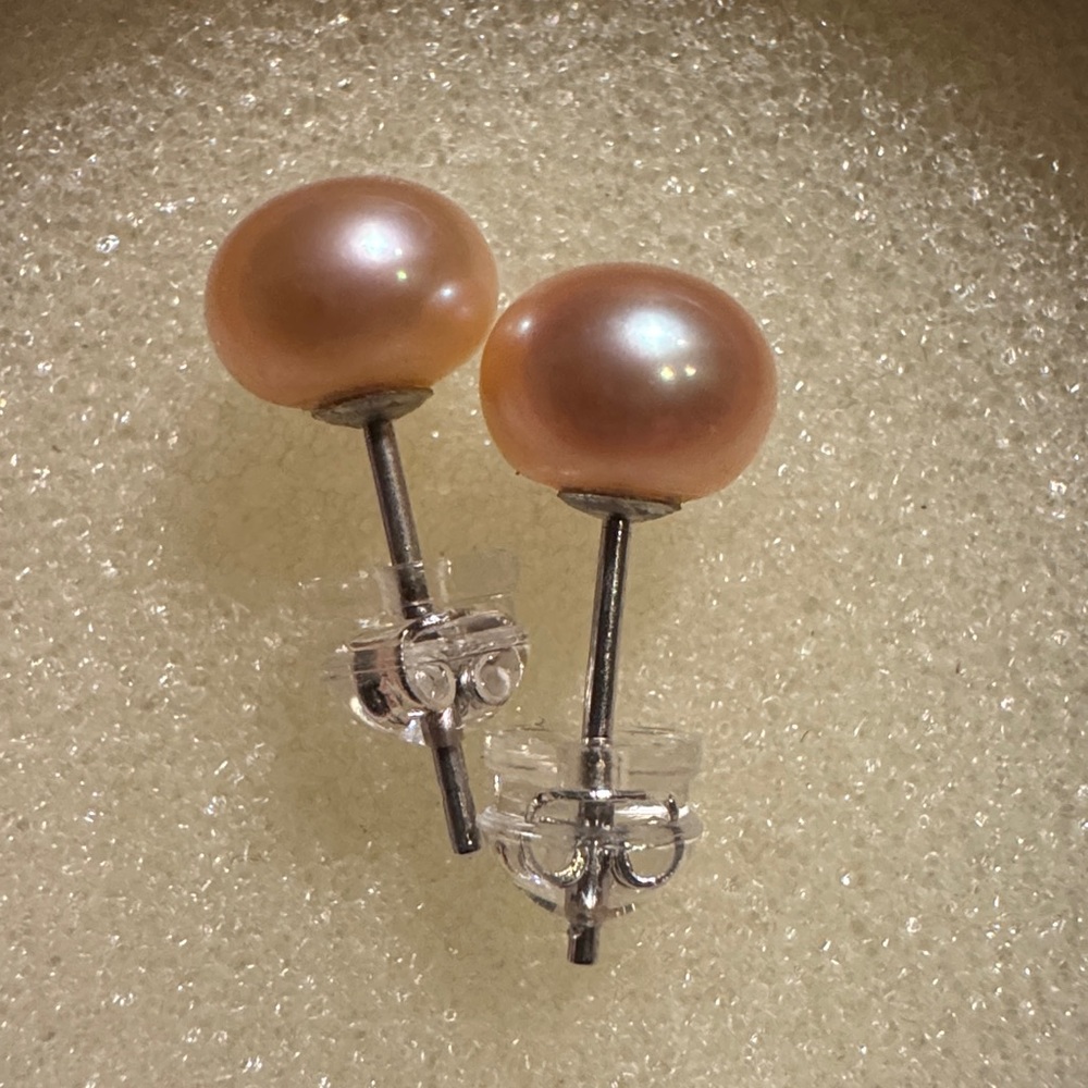 Elegant nature color Pearl 925 Starling Silver Stud Earrings